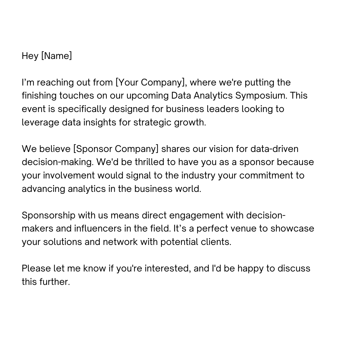 Sponsorship Email Template