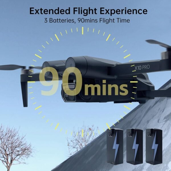 CHUBORY X10 PRO GPS Drone with Camera for Adults 4K UHD, 90 Min Long Flight Time,3280 FT Long Control Range, Auto Return, Follow Me, Brushless Motor, 5G FPV RC Quadcopter for Beginners( - Image 4