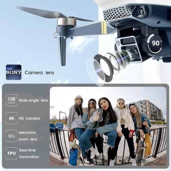 Brushless Super Endurance Foldable Drone with Camera for Beginners–60+ min Flight Time, WiFi FPV Quadcopter with 120°Wide-Angle 4K HD Camera, Brushless Motor, Auto Hover, Follow Me (2 Batteries) - Image 3