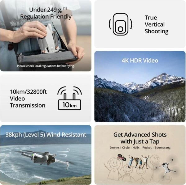 DJI Mini 3 (DJI RC), Lightweight 3x Mechanical Gimbal Drones with Camera for Adults 4K, 38-min Flight Time, up to 32800ft (10km) Video Transmission, Vertical Shooting, GPS Auto Return Integrated - Image 2