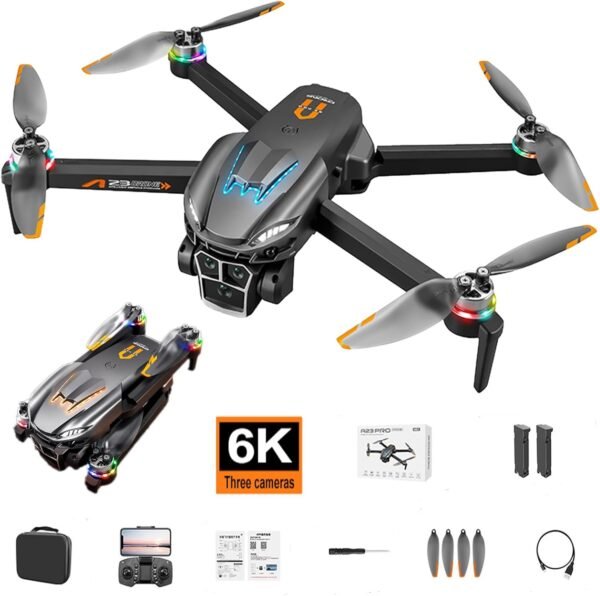 2025 Drone with Phantom breathing light, camera 6K HD FPV, Brushless Motor, 360°Flip and intelligent obstacle avoidance, Waypoint Fly, Altitude Hold, Optical flow positioning, Foldable Mini Drone for Beginners
