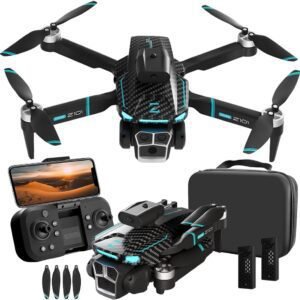 Drone with Camera 4k HD FPV Foldable Drone for Beginners, Quadcopter with Voice Gesture Control, One Key Take Off/Land, Optical Flow Positioning, 360° Flip, Waypoint Fly,2 Batteries