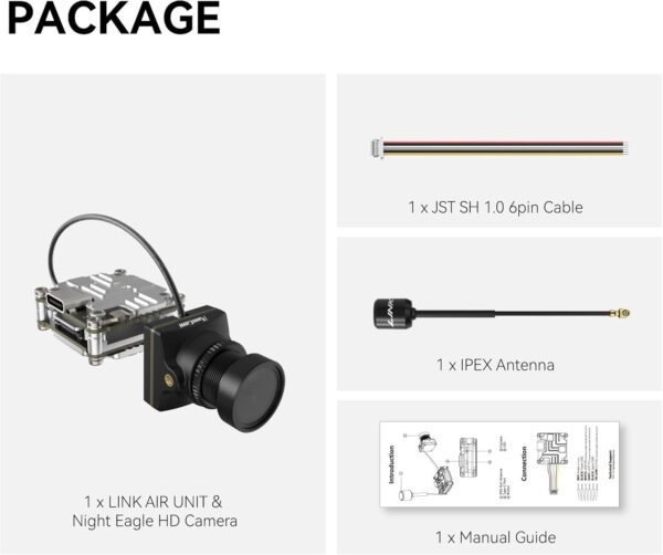 RunCam Night Eagle HD Link Kit with Night Eagle HD 720p60fps FPV Camera Micro Night Vision Camera & Digital FPV VTX System Compatible with Caddx Vista Camera - Image 7