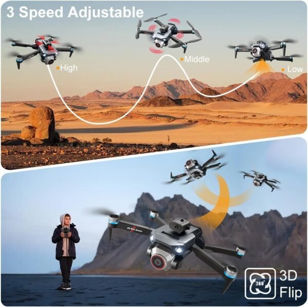 Drones with 4k Ultra-wide Camera,Real-time Vision Screen Handle,Foldable WiFi FPV Drone,RC Quadcopter with Brushless Motor,2 Batteries - Image 5
