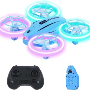 Mini Drone for Kids, Colorful LED RC Drone Quadcopter for Beginners with Headless Mode, 360 Flips, Altitude Hold, 3 Speeds Mode,Full Propeller Protect,Toys Gifts for Boys Girls,Blue
