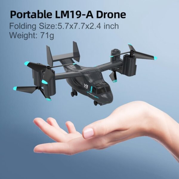 LM19-A Drone with Camera for Beginners, WiFi Live Video Remote Control Drones for Kids 8-12, Easy & Ready to Fly RC Plane, HD RC Quadcopter Gift Toy for Boys, FPV Drones for Adults, 2 Batteries - Image 7