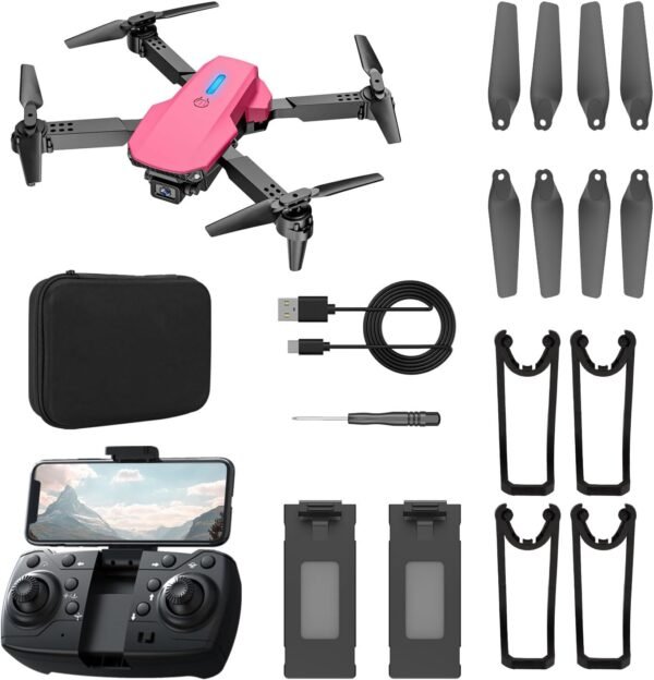 Drone with Camera 1080P for Kids Foldable Mini Drone for Kids Adults Beginners Boys Toys One Key Take Off/Landing Turn Over Gifts for Boys Pink - Image 8