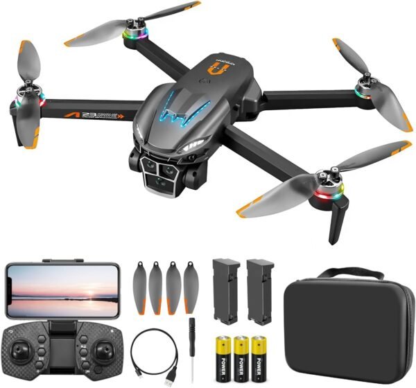 Drones with Camera for Adults 4K,Brushless Drones for Adult,Beginner Drone with Breathing Light,Gestures Selfie,Altitude Hold, One Key Take Off/Land, 360 Flips,Trajectory Flight,2 Batteries,Toys Gifts for Men Boys