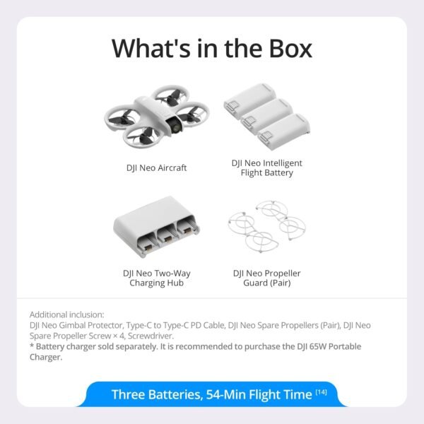 DJI Neo Three-Battery Combo, Mini Drone with 4K UHD Camera for Adults, 135g Self Flying Drone that Follows You, Palm Takeoff, Subject Tracking, QuickShots, Stabilized Video (Controller-Free) - Image 6