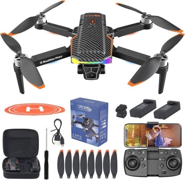 Drone with Camera for Kids and Adult Beginners,Foldable FPV,Brushless Motor,One Key Take Off/Land, Optical Flow Positioning, 360° Flip, Waypoint Fly,2Battery,Gift for adults,kids,beginners