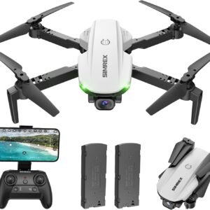 Drone With Camera for Adults-1080P FPV Quadcopter Drone with Hover Stable, Foldable Mini Drones With One Key Start, Waypoint Fly, Headless Mode, Auto-Follow, 3D Flip, 3 Speeds, 2 Batteries, Easy for Beginners