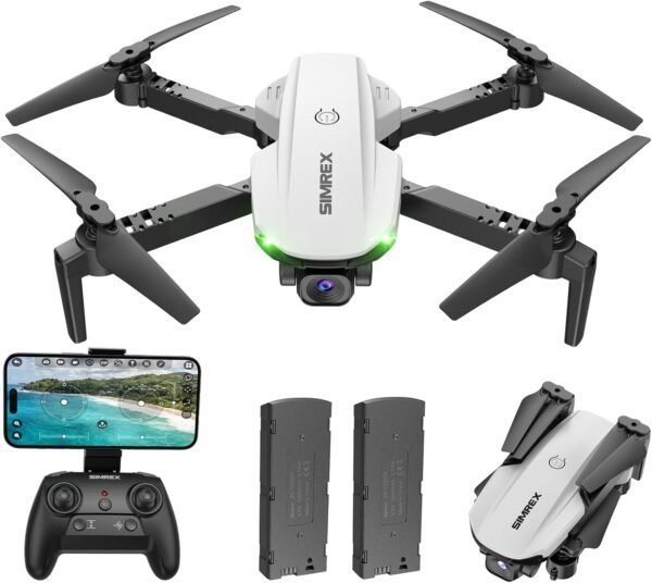 Drone With Camera for Adults-1080P FPV Quadcopter Drone with Hover Stable, Foldable Mini Drones With One Key Start, Waypoint Fly, Headless Mode, Auto-Follow, 3D Flip, 3 Speeds, 2 Batteries, Easy for Beginners