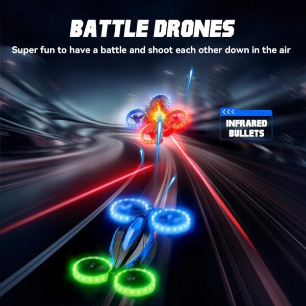 Drones for Kids, 3in1 Battle Drone with LED Lights, 3D Flip, Circle Fly, Altitude Hold, Remote Control Car Functions, Mini Drone for Boys Girls 4-8 6-12 Christmas and Birthday Gifts - Image 3