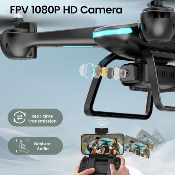 Drone with Camera for Kids 1080P HD FPV Drones, WeFone RC Quadcopter for Adults Beginners with Altitude Hold, 360 Flips, Headless Mode, One Key Start, Waypoint Fly, 2 Batteries - Image 2