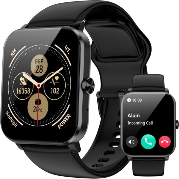 Smart Watch, Smartwatches for Men Women, 1.85"HD Fitness Tracker (Answer/Make Calls), 120+ Sport Modes, IP68 Waterproof Fitness Watch, Heart Rate/Sleep Monitor, Smartwatch Compatible Android iOS