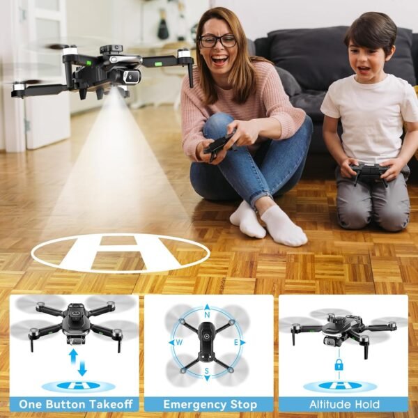 S165max Drones with 1080P HD Camera for Adults Brushless Motor Drone with Propeller Guards, 3 Batteries, FPV Foldable Drone with One Button Take Off/Landing, Toys Drone for Boys Beginners - Image 4