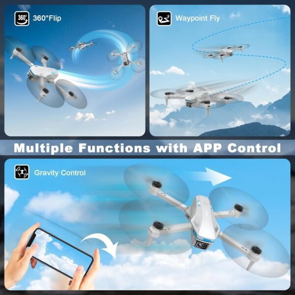 Drone with Camera for Adults, 1080P FPV Drones for Beginners with Upgrade Altitude Hold, Voice Control, Gestures Selfie, 90° Adjustable Lens, 3D Flips, 2 Batteries - Image 5