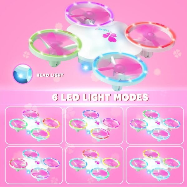 Lucky Clover Drone for Kids Ages 6-12 & Beginners, RC Quadcopter Toy with 6-Color Dynamic LED Lights & 2 Rechargeable Batteries, Fun Indoor & Outdoor Gifts for Birthday, Christmas, Saint Patrick's Day - Image 2