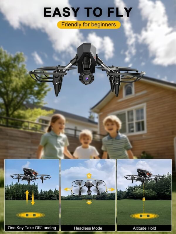 Drone with Camera for Beginners Kids, Remote Control Quadcopter with FPV Live Video, Gestures Selfie, Altitude Hold, One Key Take Off/Landing, 3D Flips, Headless Mode, Toys Gifts - Image 2