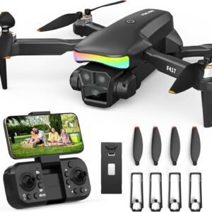 F417 Drone with Camera 1080P for Beginners and Adults,RGB LED Light 90°Electric Adjustable Lens,FPV Drone Mini RC Quadcopter with Live Video Camera,360° Flip,One Key Take Off/Land,Carry Case,Black