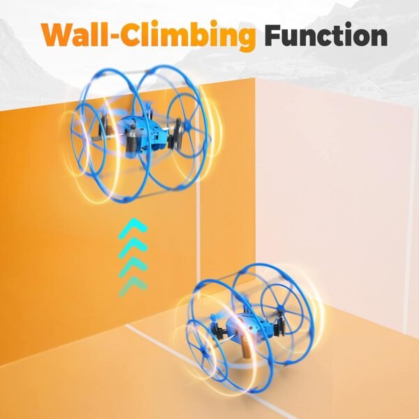 BEZGAR HQ053 Remote Control Drone for Kids - RC Mini Spherical Rolling Quadcopter Beginner 360 Degree Flip, Christmas Birthday Gift Indoor Outdoor Toys for Boys Age 4 5 6 7 8-12, Blue - Image 3