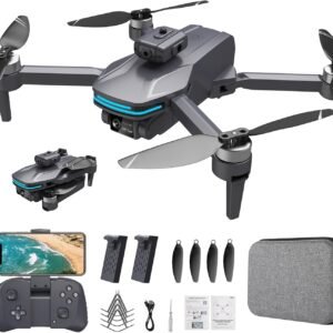 Foldable Drone with 1080P Electrically Adjustable Dual Camera for Beginner, Brushless RC Quadcopter with Altitude Hold, Carring Case, Headless Mode, One Key Take Off/Land, Obstacle Avoidance