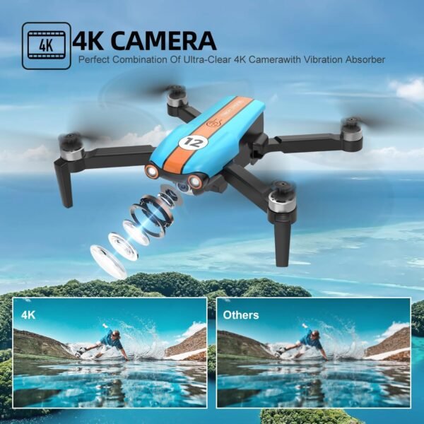 LMRC-12 Drone with 4K Camera for Adults Beginner, Foldable 2.4GHz FPV Drone for Kids 8-12, Less than 249g, 26 Mins Flight Time, RC Quadcopter Toys Gift with Brushless Motor, Altitude Hold, 2 Batteries - Image 2