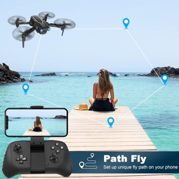 Mini Drone with Camera for Adults Youth - 1080P HD FPV Camera Drones with 90° Adjustable Lens, Gestures Selfie, One Key Start, 360° Flips, Toys Gifts RC Quadcopter for Boys Girls with 2 Batteries - Image 4