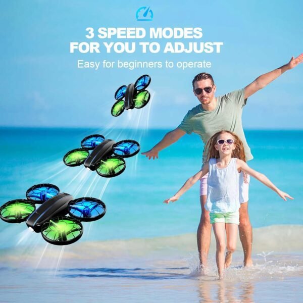 RC Drone for Kids and Beginner, Small RC Quadcopter with Lights and 3D Flip, Altitude Hold, Headless Mode, Propeller Full Protect, Easy to Fly Toys Drone for Kids Boys and Girls Gift (2 Batteries) - Image 6