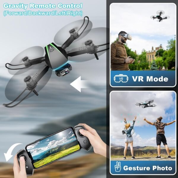 Mini Drone with Camera - 1080P HD Foldable Drone with Stable Hover, Gravity Control, Auto-Follow, Trajectory Flight, 90° Adjustable Lens, One Key Take Off/Land, 3D Flip, Drones for Adults - Image 5