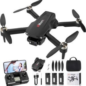 Drone with Camera, 1080P HD FPV Drones with Camera, Foldable RC Quadcopter Helicopter Toys for Boys Girls, Altitude Hold, Headless Mode, One Key Start, 3 Batteries, Black