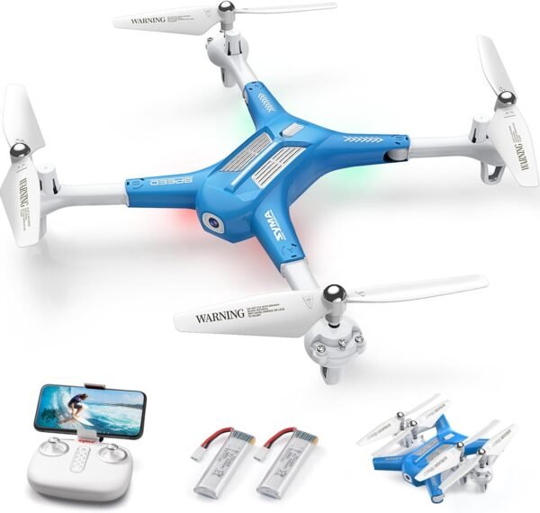SYMA X600W Drone with 1080P Camera for Kids Adults, Remote Control Toys Gifts for Boys Girls with Headless Mode, Altitude Hold, Gravity Control, One Key Start, 3D Flips 2 Batteries, Blue