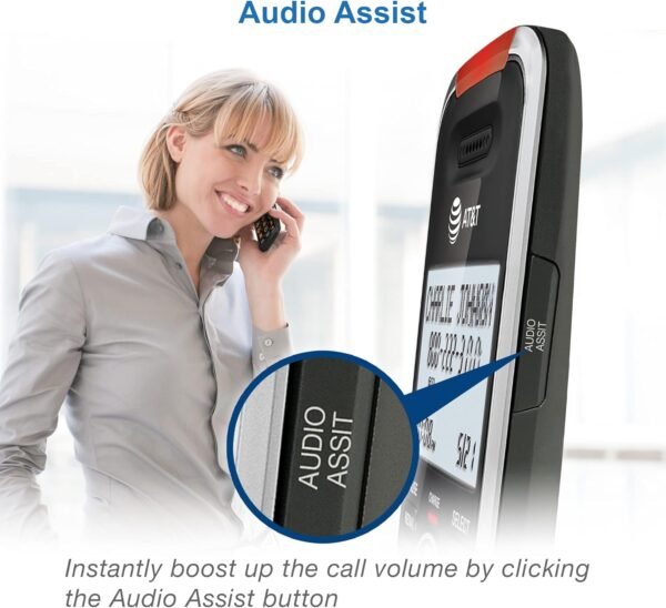 AT&T BL102-3 DECT 6.0 3-Handset Cordless Phone for Home with Answering Machine, Call Blocking, Caller ID Announcer, Audio Assist, Intercom, and Unsurpassed Range, Silver/Black - Image 4