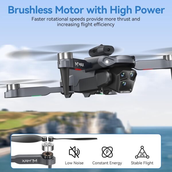 Drone with Brushless Motor 1080P HD Camera for Beginners Adults, M°max Foldable FPV Drone 2 Batteries with One Button Take Off, Headless Mode, 360° Flips, Toys Drone for Boys Girls - Image 3