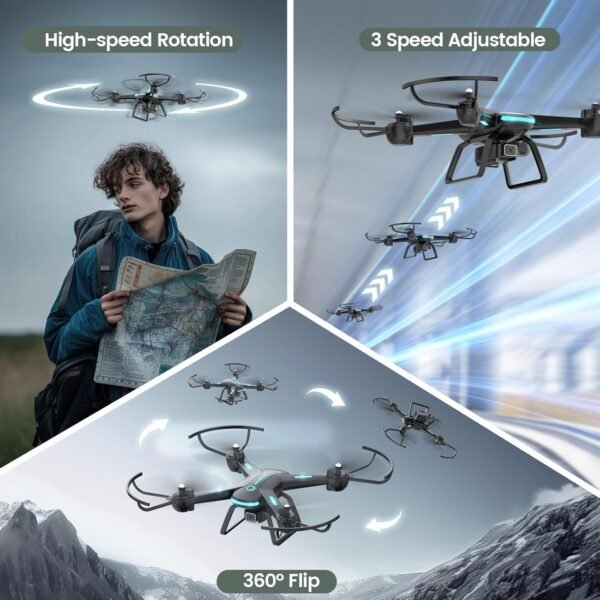 Drone with Camera for Kids 1080P HD FPV Drones, WeFone RC Quadcopter for Adults Beginners with Altitude Hold, 360 Flips, Headless Mode, One Key Start, Waypoint Fly, 2 Batteries - Image 3