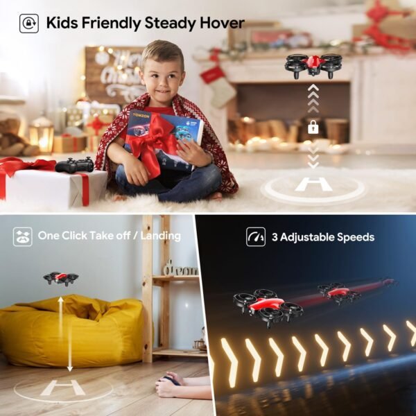 TOMZON A24 Mini Drone for Kids with Battle Mode, Kids Drone with Throw to Go, High Speeds Rotation, Self Spin & 3D Flip, RC Quadcopter with Altitude Hold, Headless Mode, 4 Batteries, Red & Blue 2 Pack - Image 2