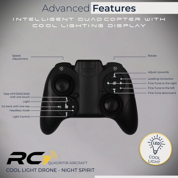 Mini Drone for Kids and Beginners - Small RC Drone with Cool LED Lights, 360° Flip and 90° Surround Flight - with Batteries, Extra Propellers and Remote Control - Long Battery Life, Easy to Use - Image 4