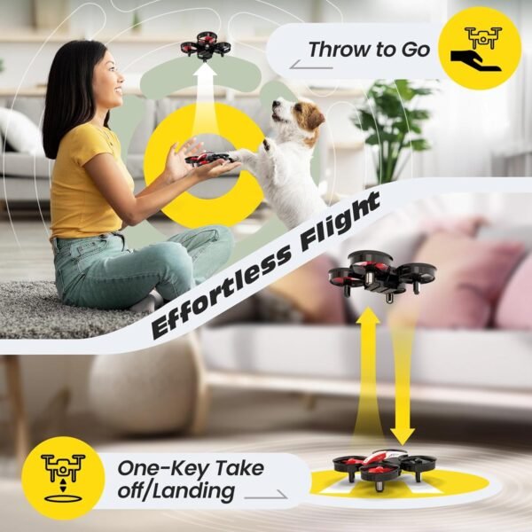 Holy Stone Mini Drone for Kids and Beginners RC Nano Quadcopter Indoor Small Helicopter Plane with Auto Hovering, 3D Flips, Headless Mode and 3 Batteries, Great Gift Toy for Boys and Girls, Red - Image 2