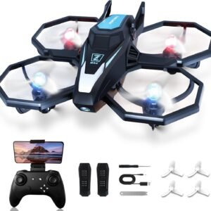 Drone with Camera, 1080P FPV Drone Camera with Remote Control Quadcopter, Gestures Selfie, One-Key Take Off/Landing, Speed Adjustment, 3D Flips, 2 Batteries Mini Drone for Adults Kids