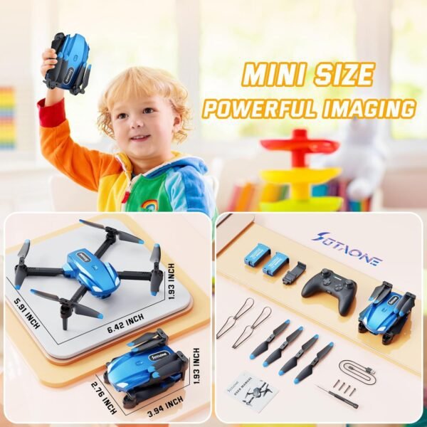S350 Mini Drone with Camera for Kids, RC Helicopter Toys Gifts for Boys Girls, FPV Remote Control Drones with 1080P Live Video HD Camera, Carry Case, 3-Speed, Altitude Hold, 2 Batteries, Blue - Image 7