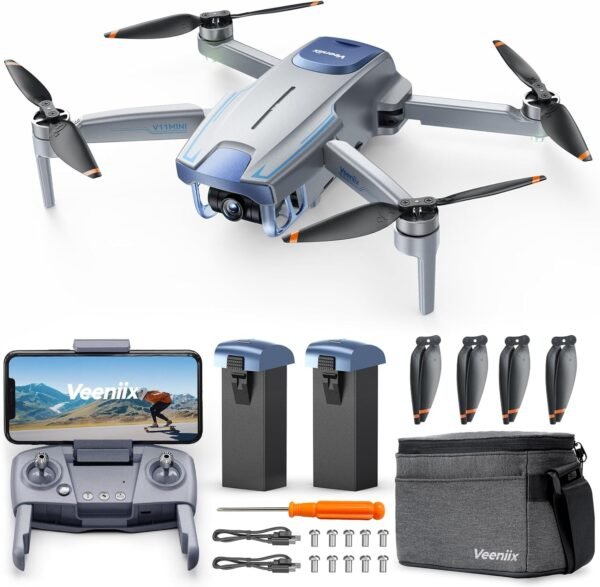 V11MINI Drones with Camera for Adults 4K,60-Min Flight Time with 2 batteries,Under 250g,5GHz Transmission,GPS Auto Return,Waypoints,Follow Me,Easy to Fly 4K Mini Drones for Adults,Ideal for Beginners