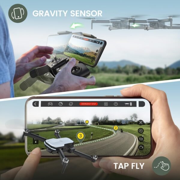 Holy Stone FPV Drone with 1080P HD Camera for Beginner Adults and Kids, HS280D Foldable RC Quadcopter with Brushless Motor, Optical Flow, Tap Fly, Voice Control, Gesture Selfie, 2 Modular Batteries - Image 6