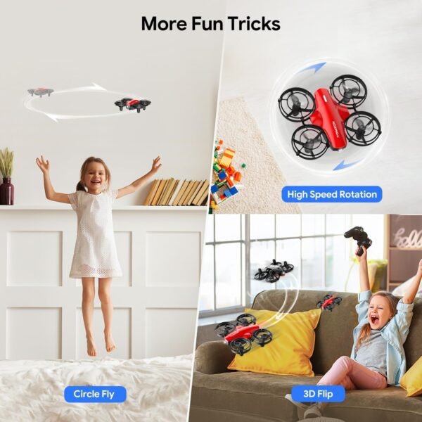 TOMZON A24 Mini Drone for Kids with Battle Mode, Kids Drone with Throw to Go, High Speeds Rotation, Self Spin & 3D Flip, RC Quadcopter with Altitude Hold, Headless Mode, 4 Batteries, Red & Blue 2 Pack - Image 3