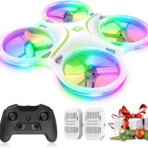 Drones for kids 8-12, Drone for Kid and Beginner, Drone with Led Light, Small Indoor Rc Drone with 360 Flip, 2 Batteries, One Key Take Off Landing, Kids Flying Toy Gift for Boy and Girl