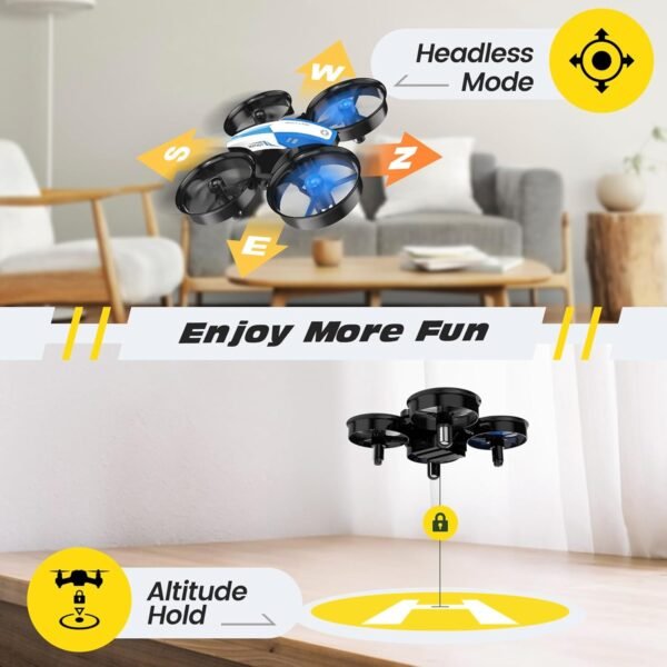 Holy Stone Mini Drone for Kids and Beginners RC Nano Quadcopter Indoor Small Helicopter Plane with Auto Hovering, 3D Flips, Headless Mode and 3 Batteries, Great Gift Toy for Boys and Girls, Blue - Image 6