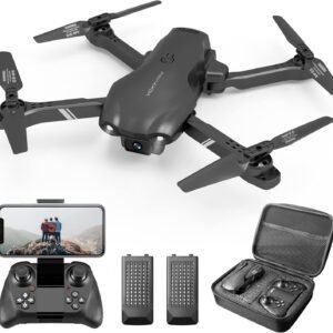 DRONEEYE 4DV13 Drone with 1080P HD FPV Camera for Kids Adults,Remote Control Helicopter Quadcopter for Beginners boy Toys Gift,Waypoint Functions,Altitude Hold, Gesture Selfie,3D Flips,2 Batteries,Black