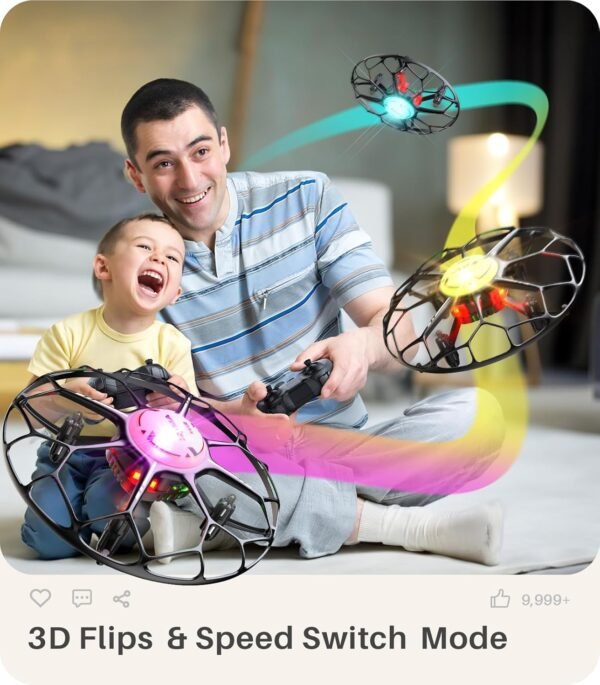 SYMA Drone for Kids with 7-Color LED Light, X660 Mini Drone with 3D Flip, Rotary Ascent, Headless Mode, Speed Switch and Full Protection RC Toys Gifts for Beginners Adults - Image 4