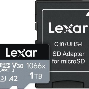 Lexar 1TB Professional 1066x Micro SD Card w/SD Adapter, UHS-I, U3, V30, A2, Full HD, 4K UHD, Up to 160/130 MB/s, for Action Cameras, Drones, Smartphones, Tablets, Nintendo-Switch (LMS1066001T-BNANU)