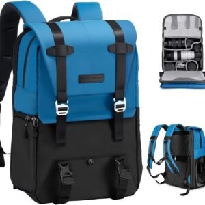 K&F Concept Camera Backpack, Camera Bags for Photographers Large Capacity Camera Case with Raincover,15-15.6 Inch Laptop Compartment Compatible for Canon/Nikon/Sony/DJI Mavic Drone(Backpack 20L)