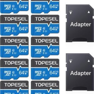 TOPESEL 10-Pack 64GB Micro SD Card Class 10 Micro-SDXC Memory Card UHS-I, High Speed Flash TF Card for Security Camera/Smartphone/Drone/Dash Cam/Tablet/PC, C10, U1, 64GB 10Pack